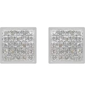 Ornaatis Diamond Square Stud Earrings 0.15 Cttw Round Cut White Gold G H Color I Clarity Screw Back Women's - Product Image 2