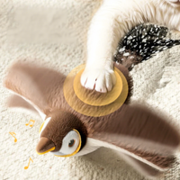 Jouet interactif pour chat en peluche rechargeable par USB, avec couineur, imitant un passereau, avec ailes battantes automatiques
