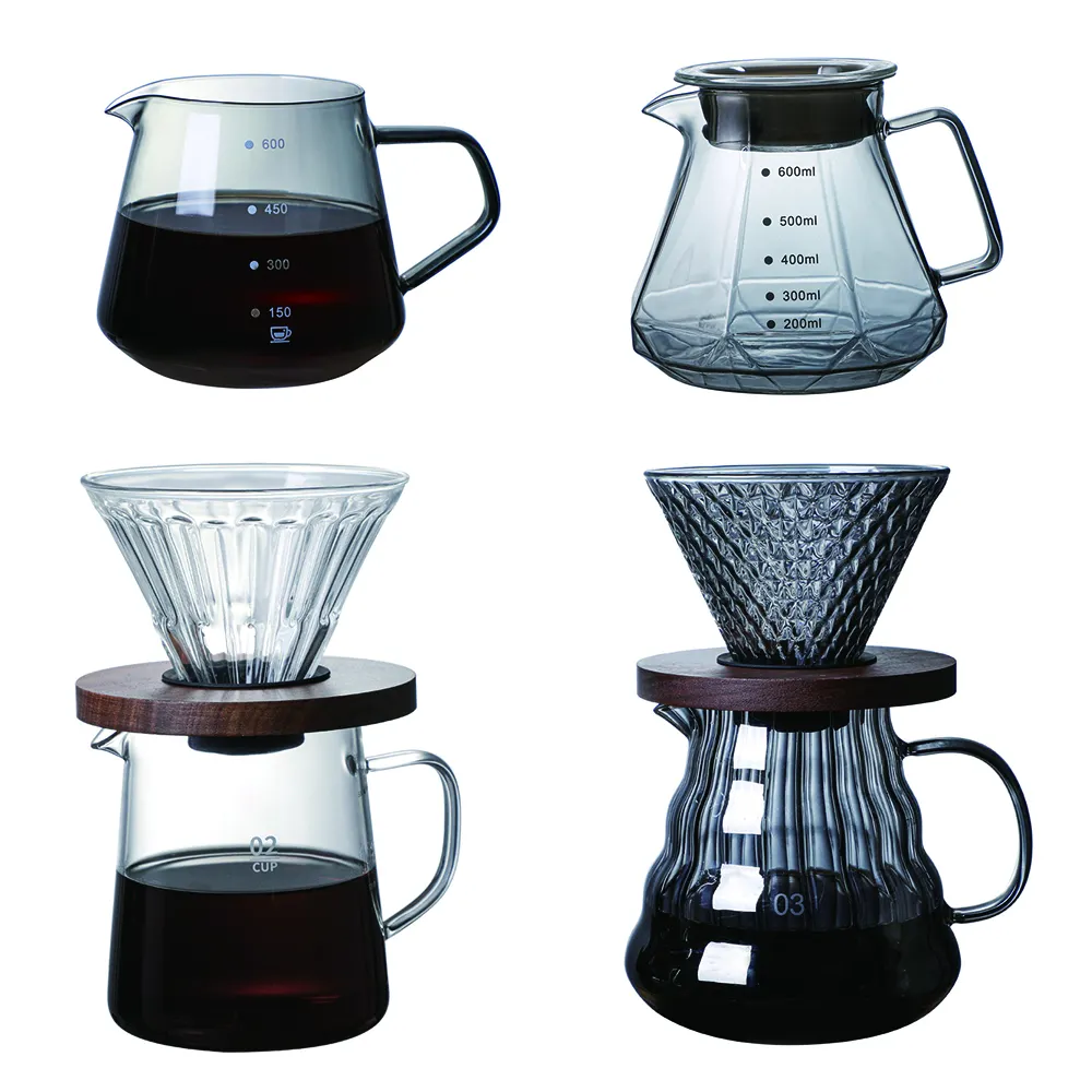 Filtro de vidro borossilicato de alta qualidade para café, recipiente de gotejamento manual, funil para café, pote de vidro para café