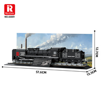 Reobrix 66801 MOC Nuevo Tren de Vapor Pacific Railway 9000, Kit de Bloques de Construcción para Adultos, Regalo de Cumpleaños