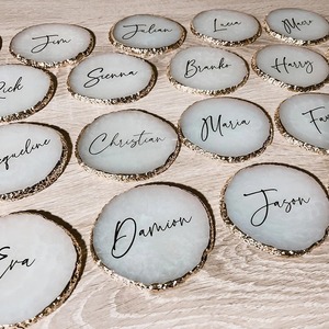 Uionen Personalized Custom Resin Agate Coasters Wedding Party Plates <b>Table</b> Setting Decorations and Name <b>Cards</b> - Product Image 3