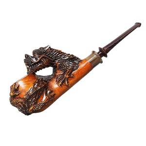 Muxiang Wooden Tobacco Pipe Dragon Design Hand Carved Briar Wood Freestyle For Men 3mm Filter - Product Image 4
