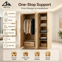 Armoire en bois avec éclairage LED, double porte battante, tringle de suspension, tiroir, étagère, grand rangement, placard de chambre