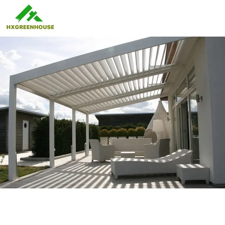 PVC antike Pergolen de modernen Aluminium Pavillon wasserdichte Pergola Öffnung Dach jalousie