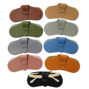 Leather Eyeglasses <b>Case</b> Portable Compact Protective Cover <b>For</b> <b>Sunglasses</b> And Glasses Storage Bag With Clip On Design - Product Image 5