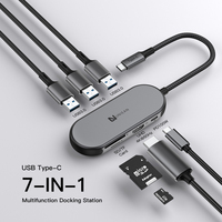 Adaptateur multifonctionnel 7 en 1 UHD 4K30Hz Extension USB C Hub avec 5Gbps USB3.0 Transfert de données PD100W Charge rapide Emplacement SD/TF