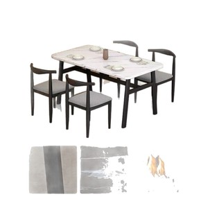 Ensemble de table de cuisine en marbre de couleur blanche haut de gamme Table à manger en mélamine de luxe avec 4 chaises - Product Image 3