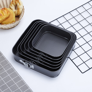 Square Cake Pan Set 18cm 20cm 22cm 24cm 26cm 28cm Non Stick Lockable Springform Baking <b>Mold</b> Black - Product Image 2