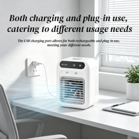 Mini humidificateur portable à commande tactile, ventilateur rafraîchisseur d'air, batterie intégrée, rechargeable par USB, moderne, sûr, intelligent, pour la maison, l'extérieur, l'hôtel