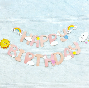 DAMAI Children Party Happy Birthday Hanging Decorations Rainbow Cloud Star Elememnts Portable Paper Letter <b>Banner</b> - Product Image 3