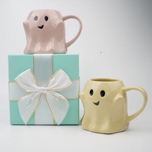 Tasses à café en porcelaine faites à la main, créatives, originales, fantaisie, à thème de dessin animé fantôme, de marque Jiusi, sûres pour les aliments, très vendues pour Halloween - Product Image 1