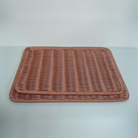Set de table rectangulaire en rotin PP rose tressé, écologique, réutilisable, imperméable, léger, facile à nettoyer, pour la maison et les restaurants
