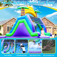 Toboggan gonflable double piste en PVC de qualité commerciale pour adultes et enfants, idéal pour les fêtes en extérieur et les jeux aquatiques, avec souffleur inclus.