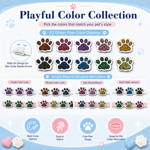 Venta al por mayor de dijes deslizantes brillantes de 8mm con diseño de huellas de perro con purpurina para pulseras, collares de mascotas y fabricación de joyas DIY - Product Image 1