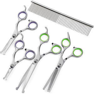 Ensemble de ciseaux professionnels pour toilettage des animaux de compagnie, 7 pièces, en acier inoxydable, outils de coupe de poils pour chiens avec peigne pour chiens Teddy - Product Image 4