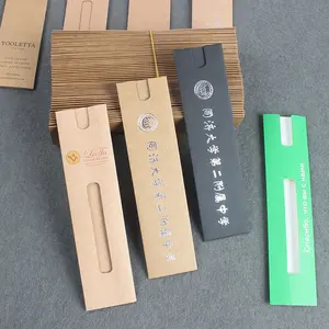 Eco Friendly Kraft Card Paper Pen Sleeve Embalagem Para Canetas De Papel E Bambu
