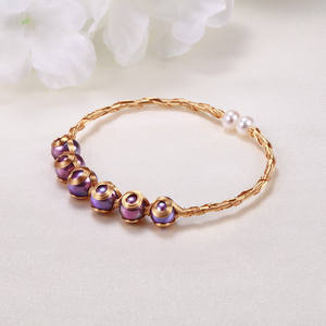 Pulsera de Perlas de Agua Dulce Barrocas al por Mayor de Zhuji, Hecha a Mano, Optimizada, Diseño de Grifo Enrollado Chapado en Oro y Cobre Morado - Product Image 3