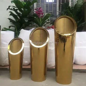 Vaso de flores para decoração de jardim interno/vaso de metal grande e luxuoso moderno/vaso de plantas em aço inoxidável