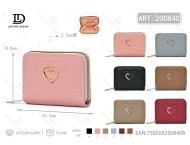 Portafoglio piccolo da donna in PU con chiusura a cerniera con incisione a cuore, stile minimalista - Product Image 1