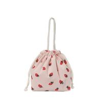 Style coréen mode mignon fraise impression petite pochette velours côtelé cordon voyage Portable cosmétique sac de rangement