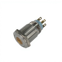 Interrupteur à bouton-poussoir métallique Rohs 19 mm DC 12V/24V marche/arrêt ou momentané avec lumière LED bleue