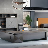 Bureau de direction moderne en forme de L avec armoire latérale de rangement pour mobilier de bureau de direction