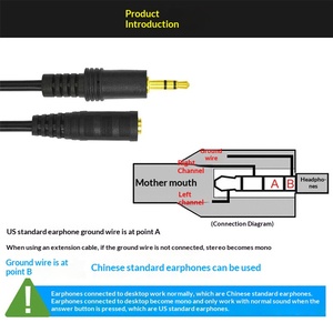 Câble d'extension <span class=keywords><strong>audio</strong></span> 3,5 mm mâle-femelle avec conducteur en acier plaqué cuivre <span class=keywords><strong>pour</strong></span> casques d'ordinateur – Stock usine - Product Image 2