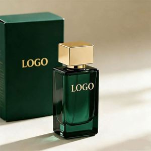 Flacon de parfum carré de luxe personnalisé écologique, flacon de parfum en verre de 50 ml avec couvercle doré, emballage en boîte - Product Image 2