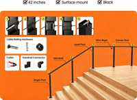 HJ personnalisé en acier inoxydable câble vertical rampe main courante extérieure fil vertical balustrade garde-corps