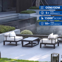 Ensemble de meubles de jardin en rotin PE avec coussins, structure en aluminium minimaliste, salon de terrasse moderne, canapés de jardin, canapé d'extérieur