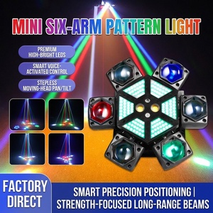 ไฟส่องเวทีแบบเคลื่อนย้ายได้ขนาดเล็ก 120W 6 หัว: แสงบีม RGBW, โกโบลายพิเศษ, เลเซอร์ และไฟแฟลช 3-in-1 สำหรับงานดีเจ ดิสโก้ บาร์ ร้านคาราโอเกะ และคลับ - Product Image 2