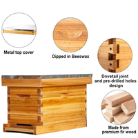 Kit de ruche à abeilles en bois à 5 cadres, boîte à noyaux, revêtement en cire d'abeille, ruche à abeilles profonde (non assemblée)