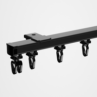 Rail de rideau en métal noir de haute qualité, type vague S, pour rideaux à plis ondulés, avec support mural extensible