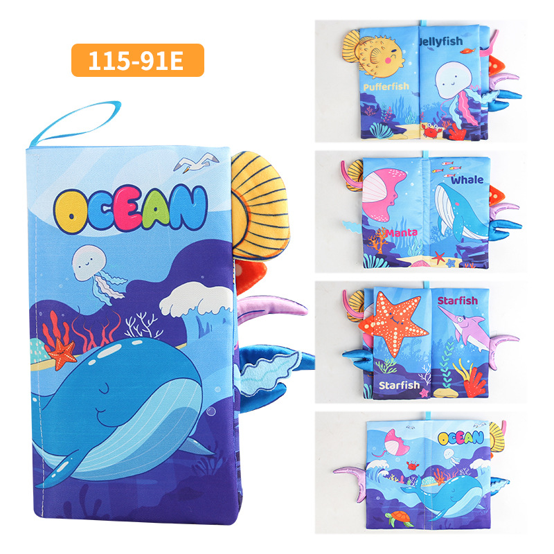E marine animal tail cloth book four pages eight 44g