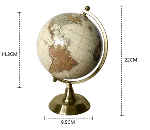 Decoración de globo de escritorio Europea popular moderna, base de metal de estilo antiguo, globo terráqueo con mapa del mundo - Product Image 5