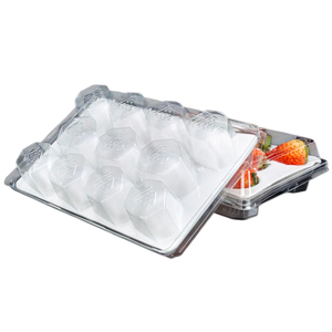 Boîte d'emballage en plastique PET pour fraises 9/11/15/20/24 pièces, avec doublure en mousse, transparente, recyclable, avec bande, conteneur alimentaire - Product Image 4