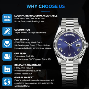 OEM 도매 비즈니스 스타일 방수 남성용 스테인리스 스틸 합금 케이스 쿼츠 시계 (유리 다이얼 야광 기능 포함) - Product Image 6