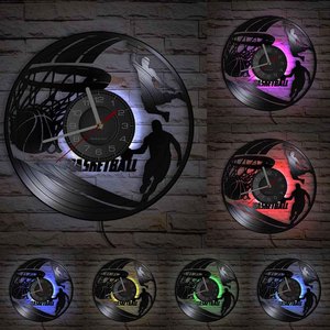 Bóng rổ Đồng hồ treo tường cầu thủ bóng rổ phác thảo tường nghệ thuật Vinyl Kỷ Lục Đồng hồ treo tường Slam Dunk bóng rổ trang trí nhà Sticker - Product Image 4