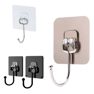 Stainless Steel <b>Wall</b> Mounted Hooks Rectangle Minimalist Design Removable Adhesive Hanger for Bathroom Towel Robe <b>Storage</b> - Product Image 1