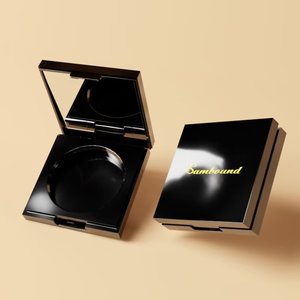 Caja cosmética compacta de maquillaje cuadrado acrílico dorado superventas, plástico biodegradable vacío con diseño estampado espejo - Product Image 5