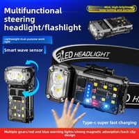 Lampada Frontale a LED con Sensore di Movimento, Rotazione a 360°, Impermeabile IP65, Lunga Durata della Batteria al Litio, Luce Potente per Campeggio e Pesca Notturna