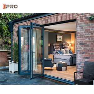 APRO <span class=keywords><strong>Porte</strong></span> en accordéon pliante extérieure en aluminium sans cadre Portes insonorisées <span class=keywords><strong>Porte</strong></span> pliante en aluminium pour patio et verre - Product Image 6