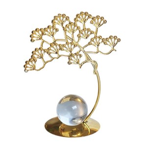 Home Decorative Objects Living Room Tabletop <b>Crystal</b> <b>Ball</b> Plants Tree Crafts Metal Leaf Sculptures - Product Image 3
