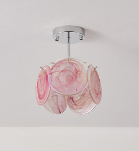 Hoge CRI E14 <span class=keywords><strong>LED</strong></span> Plafondlamp Groen Roze Inkt- en Waspatronen Glas met Gepolijst IJzer 3000K/6000K 2CCT 580LM voor <span class=keywords><strong>5</strong></span>-8m² Ruimte - Product Image 3