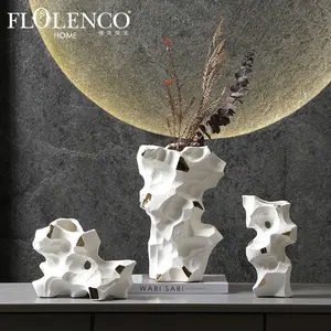 Flolenco vas batu keramik, ornamen meja dekorasi kerajinan tangan kreatif vas bunga