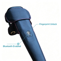 Verrou de volant en acier allié, verrou de volant à déverrouillage par empreinte digitale Bluetooth, verrou de voiture enveloppé de cuir