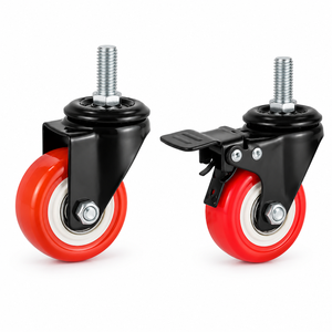 Rueda Giratoria de Poliuretano de Alta Resistencia de 125 mm con Placa de Montaje de Hierro Fundido, Doble Freno de Bloqueo, Rueda Industrial para Almacén - Product Image 1
