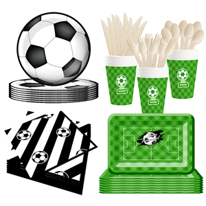 DAMAI Joyeux Anniversaire Thème Ballon de Football Décoration de Fête Assiettes en Carton Jetables Gobelets Serviettes Vaisselle Jetable pour Fête de Garçon - Product Image 2