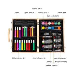 Juego de Pintura de Acuarela y Crayones al por Mayor, 68 Piezas, Materiales de Arte para Niños, Pincel, Óleo, Pastel, Rotulador de Colores, Caja de Regalo de Madera - Product Image 2