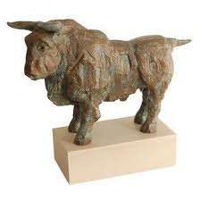 Estatua decorativa de mármol Animal Estatua de <span class=keywords><strong>toro</strong></span> de jardín de mármol negro - Product Image 4
